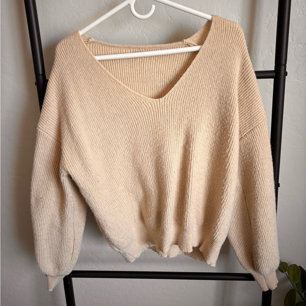 Cozy Cream V-Neck Sweater